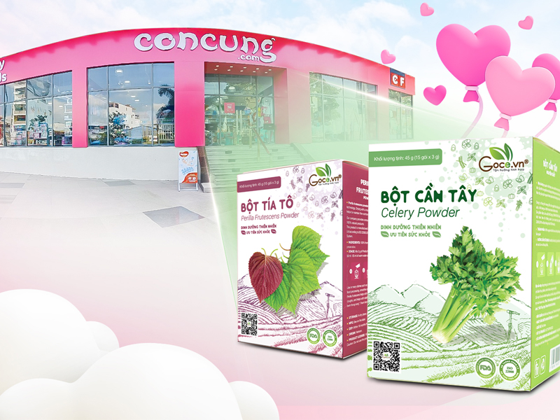Bột Cần Tây Goce & Bột Tía Tô Goce - Đã có mặt tại hệ thống siêu thị Con Cưng