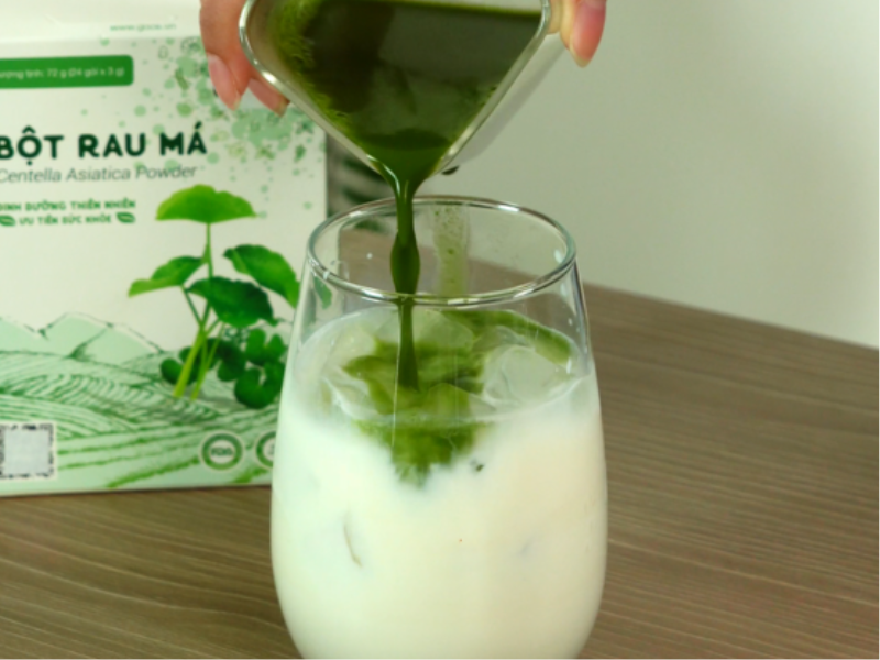 Bột Rau Má Goce - Hướng dẫn pha Latte Rau Má