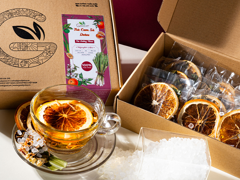 Trà Cam Sả Detox Goce - Có gì bên trong set trà cam sả detox 