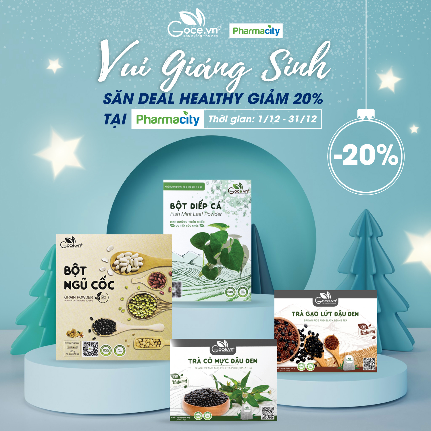 Vui Giáng Sinh - Săn deal healthy GIẢM 20% tại Pharmacity 